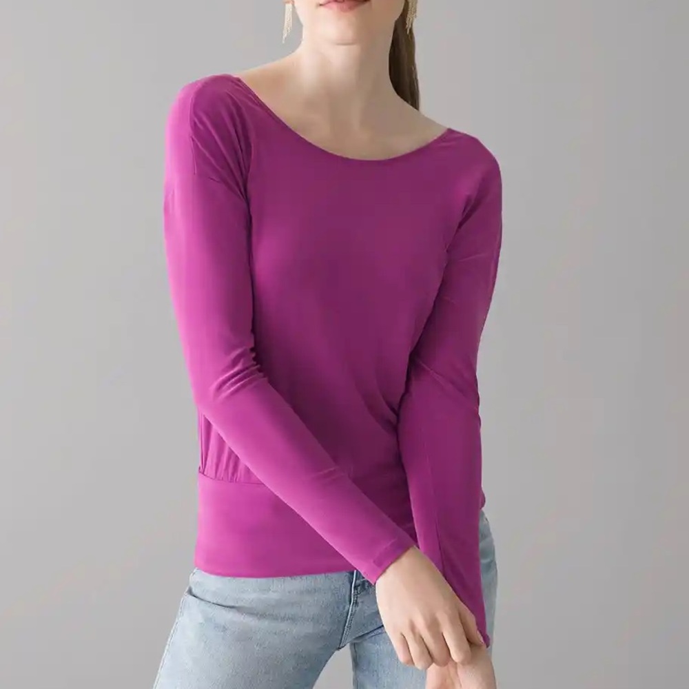 WHBM TIE BACK VIOLET JERSEY TOP - Picture 2 of 4